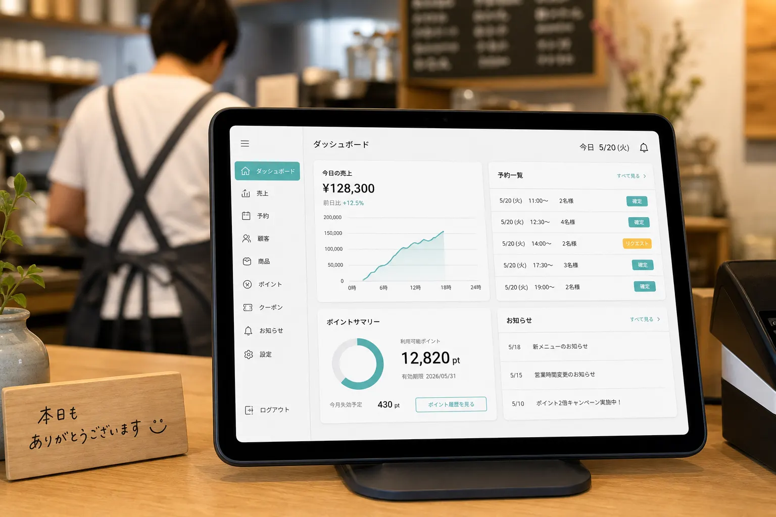 店舗向けシステムBoost Upの管理画面例